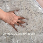 Latepis White with Grey Tips Sheepskin Rugs 4x6, Faux Fur Rug - Image 5