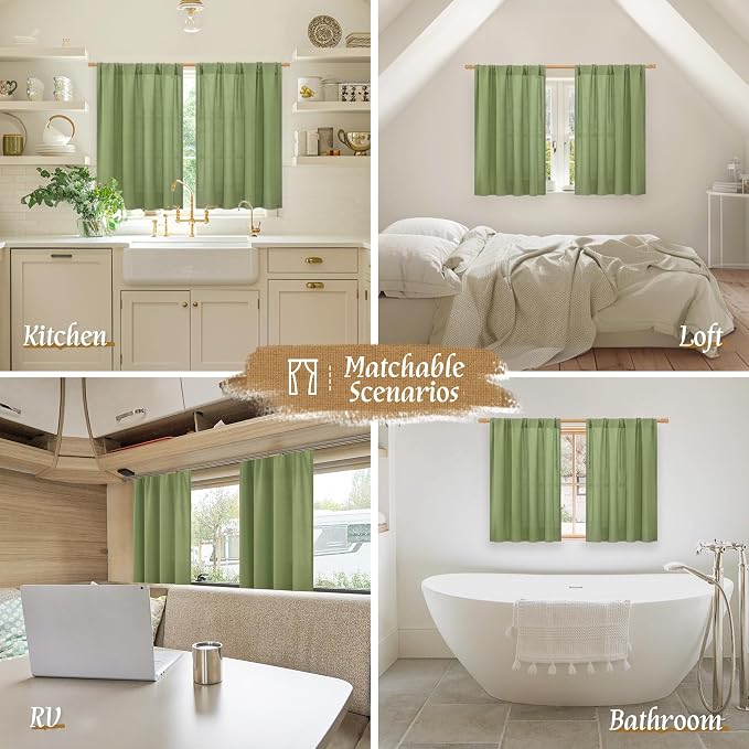LAMIT 54 Inch Linen Curtains 2 Panels, Soft Faux Linen Light Filtering Panels - Image 6