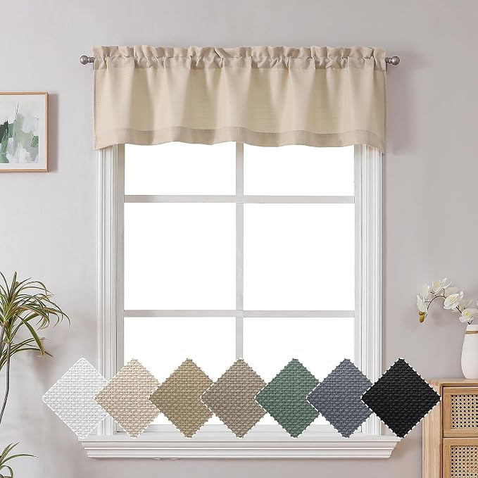 Chyhomenyc Valance for Windows, Light Filtering Faux Linen Decorative Small by Chyhomenyc