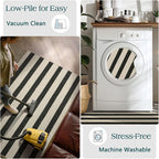 Black and White Striped Outdoor Rug - Image 6