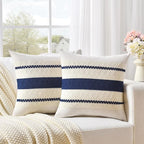 Fancy Homi Set of 1 Navy Blue Decorative Throw Pillow Covers 16x16 Inch - Image 2