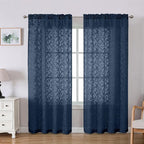 Lecloud Leia Navy Blue Sheer Curtains by Lecloud