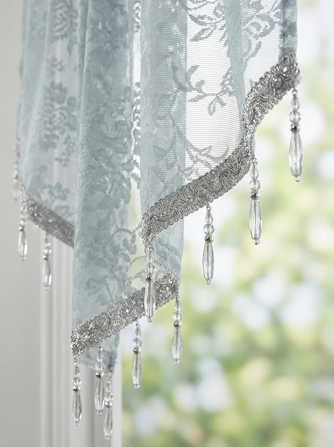 Molaxhome Swag Curtain 51 inch Length Rod Pocket Scalloped Curtain Valance - Image 2