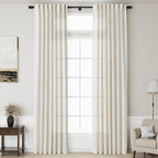 Cream Linen Curtains 121 Inches Long 2 Panels Set by Nanspring