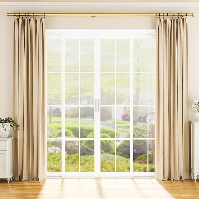 YaFex Heavy Duty Curtain Rods 32-150 Inch, 1 Inch Adjustable Gold Curtain Rod - Image 9