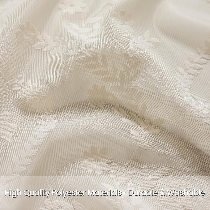 WAZZIO Boho Lace Curtains 2 Panels 80 Inches -Cute Vintage Victorian Sheer - Image 2