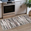 Lansny Modern Abstract Runner Rug 2x5, Dark Light Brown White Washable Kitchen by lansny