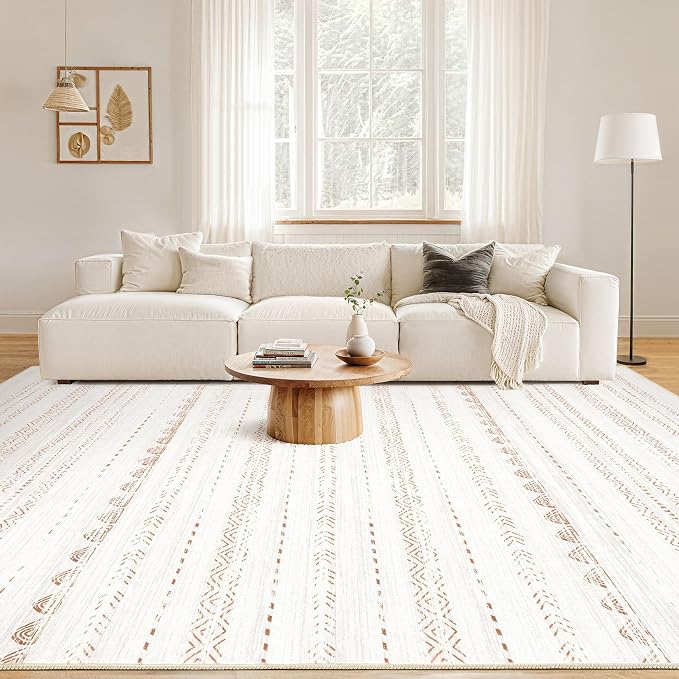 Nakagishi 6x8 Area Rugs Living Room: Washable Boho Large Neutral Soft Farmhouse - Image 2
