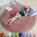 Blush Fluffy Round Rug 5Ft for Bedroom, Fuzzy Plush Circle Area Rugs for Baby by Amdrebio