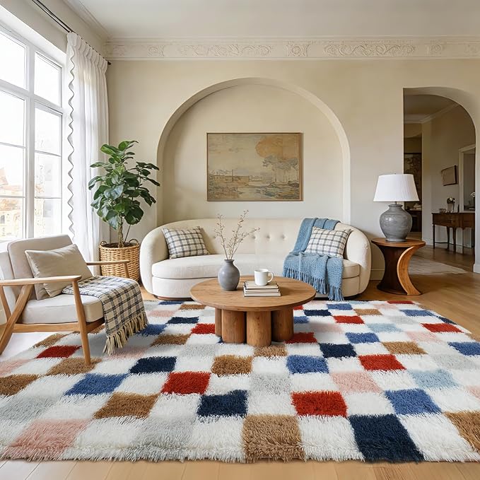 Large Shag Area Rug for Bedroom Living Room, 8x10 Fluffy Soft Colorful - Image 2