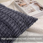 Pack of 2 Corduroy Decorative Throw Pillow Covers 16x16 Inch Soft Striped - Image 2