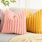 decorUhome Summer Cozy Faux Fur Throw Pillow Covers 22x22 Set of 2 Decorative - Image 8