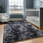 ONASAR Area Rugs 9x12 Living Room, Tie-Dyed Dark Grey Large Fluffy Bedroom Rug - Image 6