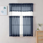 Gwine Navy Blue Valances for Windows, Small Light Filtering Rod Pocket Cafe - Image 2