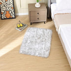 ORINOVA White and Grey Faux Fuzzy Fur Sheepskin Washable Area Rugs - Image 3