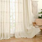 LAMIT Beige 72 inch Linen Curtains 2 Panels Set - Image 8