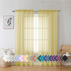 Aiyufeng Yellow Sheer Curtains 72 Inches Long 2 Panels Set, Semi Transparent by Aiyufeng