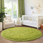 6‘x6’ Grass Green Round Rug for Bedroom, Ultra Soft Fluffy Circle Rug for Kids - Image 2