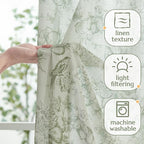 jinchan Linen Floral Curtains for Living Room 84 Inch Long Sage Green Printed - Image 3