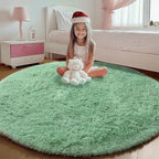 ONASAR Sage Green Round Area Rug 4ft, Fluffy Soft Bedroom Circle Rugs - Image 3