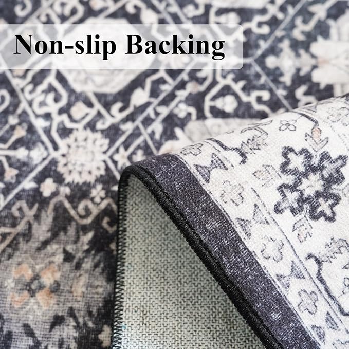 Vintage 10x14 Washable Area Rug: Large Living Room Rugs Indoor Soft Stain - Image 5