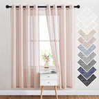 NICETOWN Flax Natural Blend Semi Sheer Curtains 72" L - Image 2
