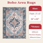 SERISSA Area Rug 3x5 Boho Rugs for Bedroom, Washable Kitchen Rugs Non-Slip - Image 2