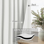 Guken White 100% Blackout Linen Curtains 100 Inch Wide by 90 Inch - Image 3