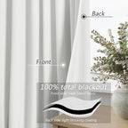 Guken White 100% Blackout Linen Curtains 42 Inch Wide by 102 Inch 2 Panels Set - Image 4