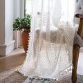 WAZZIO Boho Lace Curtains 45 Inches 2 Panel, Light Filtering Privacy Tassel & by WAZZIO