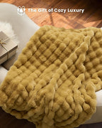 Ultra Soft Cozy Faux Fur Throw Blanket, Fuzzy Plush Thick Bubble Blanket - Image 5