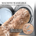 ORINOVA Beige Shag Faux Sheepskin Washable 4X6 Fur Rug - Image 7