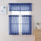 Gwine Royal Blue Sheer Curtains 30 Inch Length, Short Light Filtering Voile - Image 2