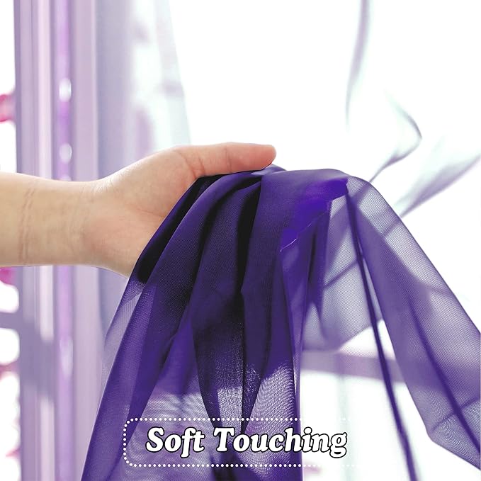 OVZME 2 Pieces Sheer Curtains 96 Length Window Treatments, Voile Drapes Light - Image 4
