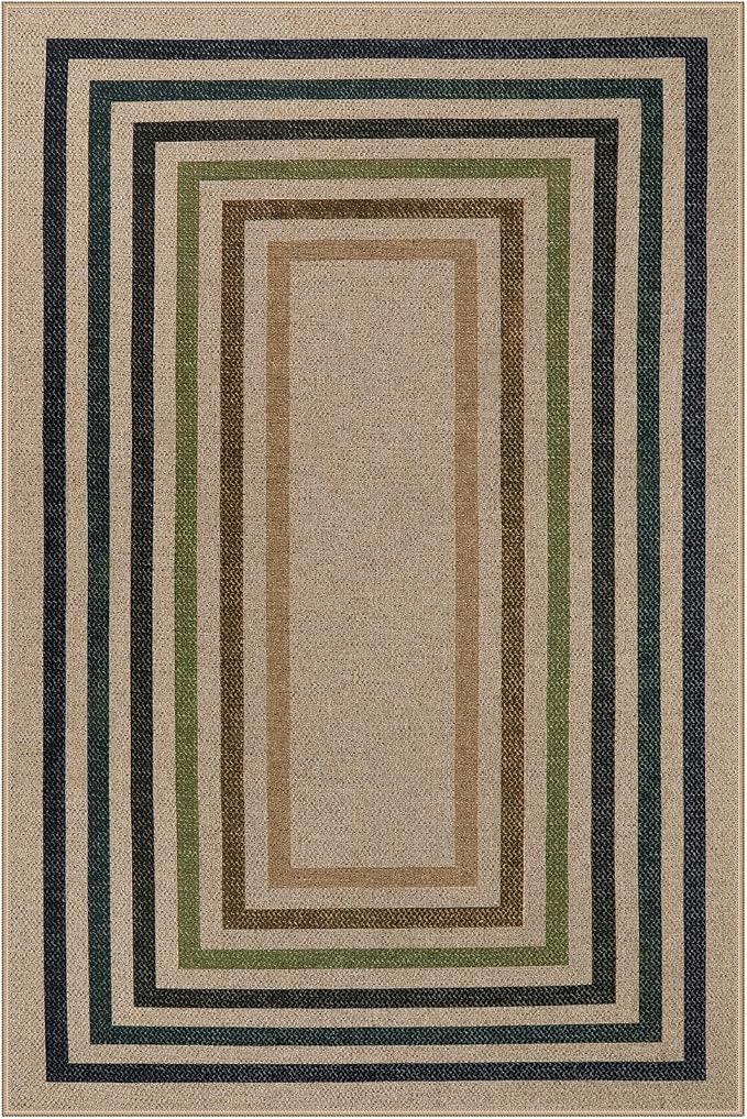 Lahome Enfys Modern Geometric Easy Jute Rug, 4x6 Washable Indoor Outdoor Carpet - Image 8