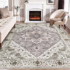 SERISSA Boho 8x10 Area Rugs, Washable Vintage Large Living Room Rug Non-Slip by SERISSAHomeDecorCollection