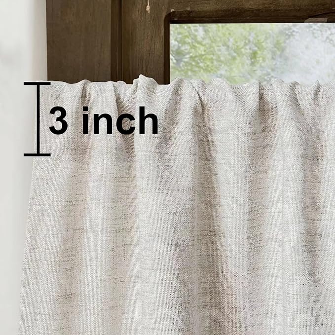 Faux Linen Kitchen Curtains 36 Inch Length Cafe Curtain Tiers - Image 2