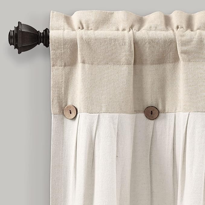 Lush Decor Linen Button Farmhouse Valance Curtians 84"W x 18"L Linen - Image 2