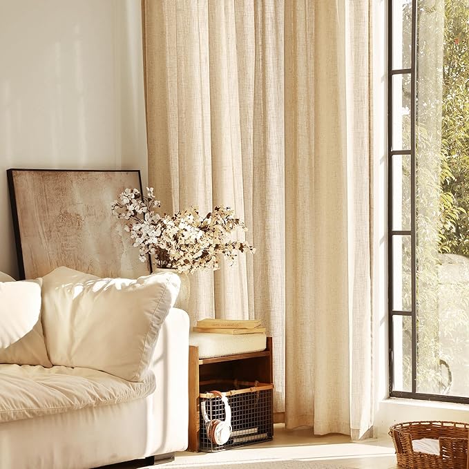 Tan Linen Curtains 84 inches Long - Image 5