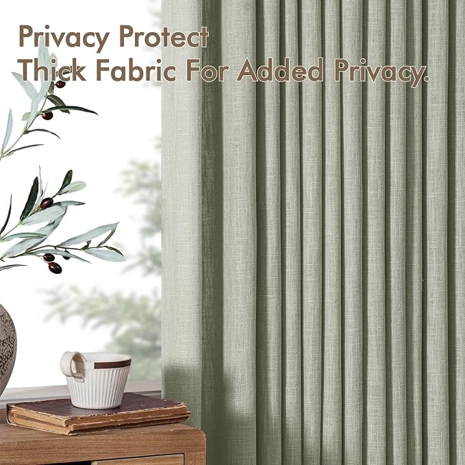 MIULEE Pinch Pleated Thick Linen Curtains 108 Inches Length 2 Panels - Image 7