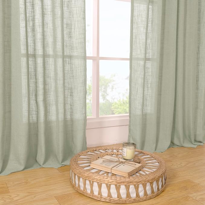 LAMIT Sage Grey Linen Curtains 90 Inch - Image 9