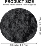 5x5 ft Tie Dye Black Round Rug for Bedroom Room Fluffy Circle Rug Furry Carpet - Image 2