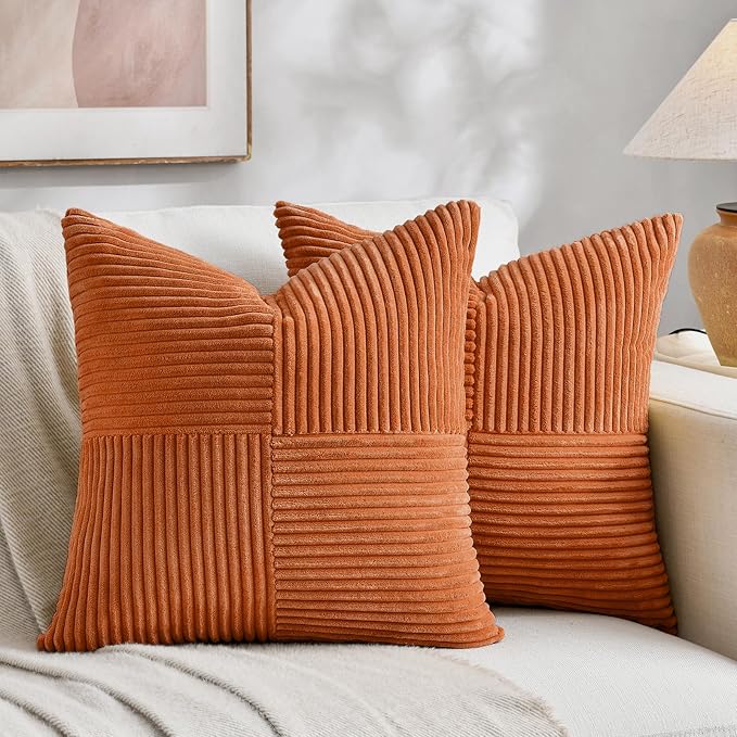 Fancy Homi 2 Packs Orange Euro Decorative Throw Pillow Covers 26x26 Inch by Fancy+Homi