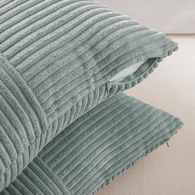 Fancy Homi 2 Packs Grey Blue Samll Decorative Throw Pillow Covers 14x14 Inch - Image 4