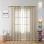 Lecloud Taupe Sheer Curtains 72 Inch Length 2 Panels, Light Filtering Soft by Lecloud
