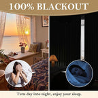 RYB HOME 100% Blackout Sage Green Linen Curtains, Light & Heat Blocking Thermal - Image 4