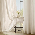 Apricot Linen Curtain 120 inch Length 2 Panels Set Back Tab Light Filtering - Image 5