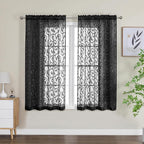 OWENIE Furman Sheer White Curtains, 45 Inch Length 2 Panels Set, Airy Jacquard - Image 2