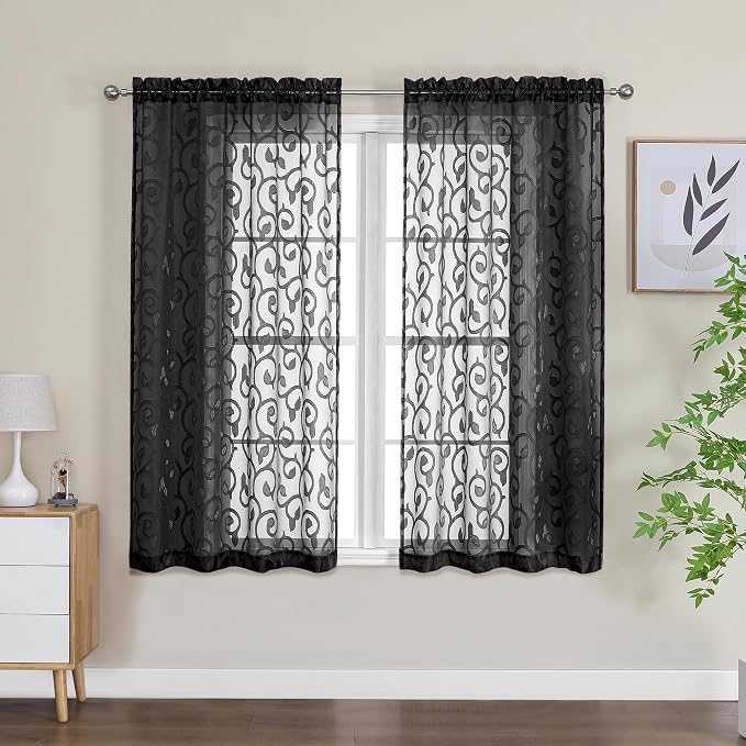 OWENIE Furman Black Sheer Curtains - Image 2