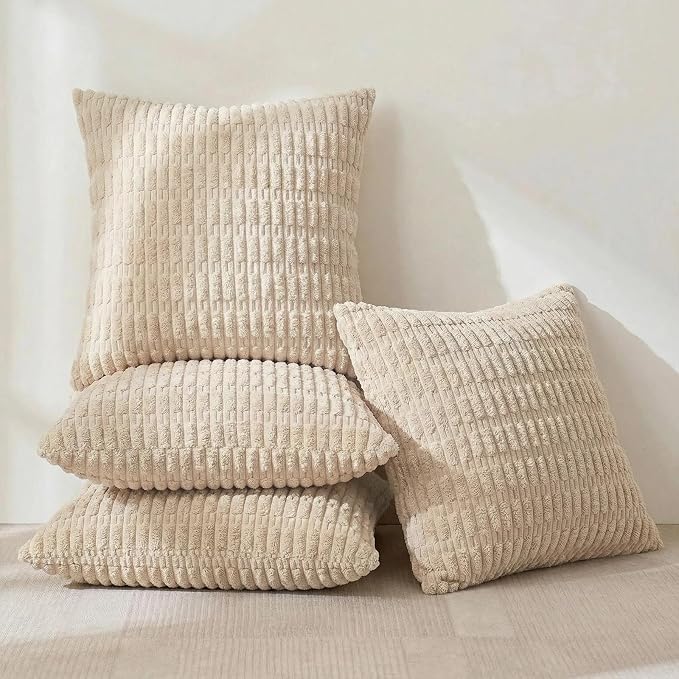 Fancy Homi 4 Packs Tan Decorative Throw Pillow Covers 22x22 Inch - Image 2
